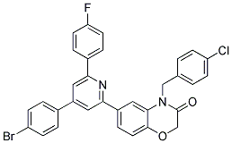 6-[4-(4-BROMO-PHENYL)-6-(4-FLUORO-PHENYL)-PYRIDIN-2-YL]-4-(4-CHLORO-BENZYL)-4H-BENZO[1,4]OXAZIN-3-ON 结构式