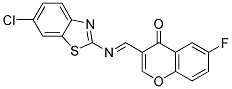 3-{[(E)-6-CHLOROBENZOTHIAZOL-2-YLIMINO]METHYL}-6-FLUORO-CHROMEN-4-ONE 结构式