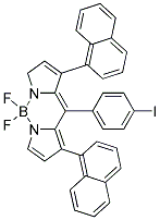 4,4-DIFLUORO-8-(4'-IODOPHENYL)-1,7-BIS-(1'-NAPTHYL)-4-BORA-3A,4A-DIAZA-S-INDACENE 结构式