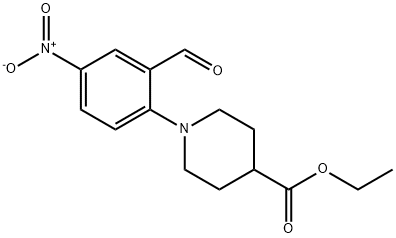 1-(2-甲酰基-4-硝基苯基)哌啶-4-羧酸乙酯 结构式