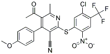 5-acetyl-2-{[5-chloro-2-nitro-4-(trifluoromethyl)phenyl]thio}-4-(4-methoxyphenyl)-6-methylnicotinonitrile 结构式