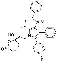 5-(4-fluorophenyl)-2-(1-methyl-ethyl)-N,4-diphenyl-1-[2-[(2R,4R)-tetrahydro- hydroxy-6-oxo-2H-pyran-2-yl]ethyl]-1Hpyrrole-3-carboxamide 结构式