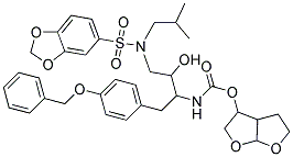 [3-[(BENZO[1,3]DIOXOLE-5-SULFONYL)-ISOBUTYL-AMINO]-1-(4-BENZYLOXY-BENZYL)-2-HYDROXY-PROPYL]-CARBAMIC ACID HEXAHYDRO-FURO[2,3-B]FURAN-3-YL ESTER 结构式