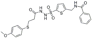 N-({5-[(2-{3-[(4-甲氧基苯)磺酰]丙酰}肼)磺酰]-2-噻吩}甲基)苄胺 结构式