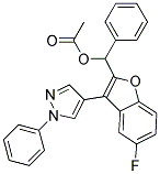 ACETIC ACID [5-FLUORO-3-(1-PHENYL-1H-PYRAZOL-4-YL)-BENZOFURAN-2-YL]-PHENYL-METHYL ESTER 结构式