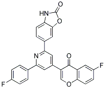 6-[4-(6-FLUORO-4-OXO-4H-CHROMEN-3-YL)-6-(4-FLUORO-PHENYL)-PYRIDIN-2-YL]-3H-BENZOOXAZOL-2-ONE 结构式