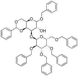 BENZYL 4,6-O-BENZYLIDENE-3-O-(2,3,4,6-TETRA-O-BENZYL-A-D-GALACTOPYRANOSYL)-D-GALACTOPYRANOSIDE 结构式