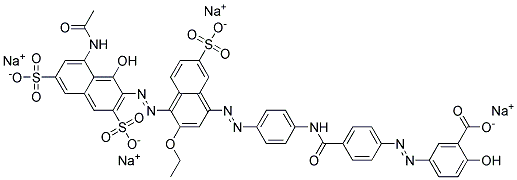 tetrasodium 5-[[4-[[[4-[[4-[[8-(acetylamino)-1-hydroxy-3,6-disulphonato-2-naphthyl]azo]-3-ethoxy-7-sulphonato-1-naphthyl]azo]phenyl]amino]carbonyl]phenyl]azo]salicylate  结构式