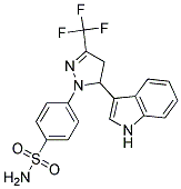 4-[5-(1H-INDOL-3-YL)-3-TRIFLUOROMETHYL-4,5-DIHYDRO-PYRAZOL-1-YL]-BENZENESULFONAMIDE 结构式