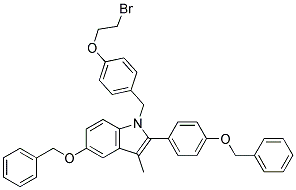 5-BENZYLOXY-2-(4-BENZYLOXY-PHENYL)-1-[4-(2-BROMO-ETHOXY)-BENZYL]-3-METHYL-1H-INDOLE 结构式