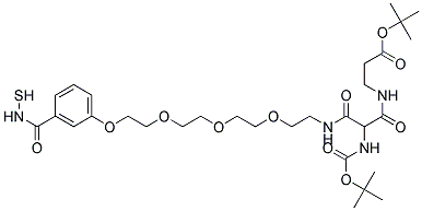 TERT-BUTYL 14-(N-BOC-AMINO)-1-[3-(MERCAPTOCARBAMOYL)PHENOXY]-13,15-DIOXO-3,6,9-TRIOXA- 12,16-DIAZANONADECAN-19-OATE 结构式