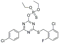 O-[4-[(2-CHLORO-6-FLUOROBENZYL)THIO]-6-(4-CHLOROPHENYL)-1,3,5-TRIAZIN-2-YL] O,O-DIETHYL PHOSPHOTHIOATE 结构式