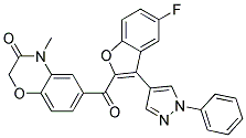 6-[5-FLUORO-3-(1-PHENYL-1H-PYRAZOL-4-YL)-BENZOFURAN-2-CARBONYL]-4-METHYL-4H-BENZO[1,4]OXAZIN-3-ONE 结构式