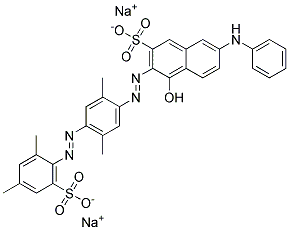 disodium 7-anilino-3-[[4-[(2,4-dimethyl-6-sulphonatophenyl)azo]-2,5-dimethylphenyl]azo]-4-hydroxynaphthalene-2-sulphonate  结构式