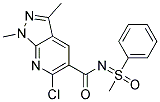 N5-(1-Methyl-1-oxo-1-phenyl-lambda~6~-sulphanylidene)-6-chloro-1,3-dimethyl-1H-pyrazolo[3,4-b]pyridine-5-carboxamide 结构式