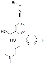 4-[4-(二甲氨基)-1-(4-氟苯基)-1-羟基丁基]- -3-(羟甲基)-苯氰氢溴酸盐 (简称:DHB氢溴酸盐) 结构式