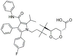 (4r,6r)-1,3-dioxane-4-acetic acid, 6-[2-[2-(4-fluorophenyl)-5-(1-methylethyl)-3-phenyl-4-[(phenylamino)carbonyl]-1h-pyrrol-1-yl]ethyl]-2,2-dimethyl-1,1-dimethylethyl ester 结构式