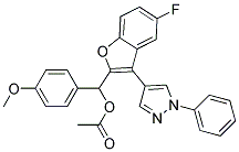 ACETIC ACID [5-FLUORO-3-(1-PHENYL-1H-PYRAZOL-4-YL)-BENZOFURAN-2-YL]-(4-METHOXY-PHENYL)-METHYL ESTER 结构式