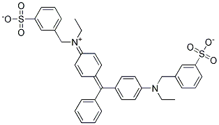 hydrogen (ethyl)[4-[[4-[ethyl(3-sulphonatobenzyl)amino]phenyl]phenylmethylene]cyclohexa-2,5-dien-1-ylidene](3-sulphonatobenzyl)ammonium 结构式