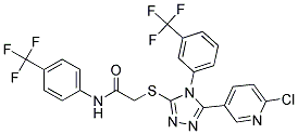 N1-[4-(trifluoromethyl)phenyl]-2-({5-(6-chloro-3-pyridyl)-4-[3-(trifluoromethyl)phenyl]-4H-1,2,4-triazol-3-yl}thio)acetamide 结构式