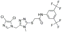 N1-[3,5-di(trifluoromethyl)phenyl]-2-({5-[(4,5-dichloro-1H-imidazol-1-yl)methyl]-4-methyl-4H-1,2,4-triazol-3-yl}thio)acetamide 结构式