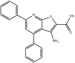 3-氨基-4,6-二苯基噻吩并[2,3-B]吡啶-2-羧酸 结构式