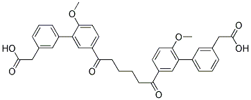 {5'-[6-(3'-CARBOXYMETHYL-6-METHOXY-BIPHENYL-3-YL)-6-OXO-HEXANOYL]-2'-METHOXY-BIPHENYL-3-YL}-ACETIC ACID 结构式