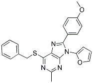 6-(BENZYLTHIO)-9-(FURAN-2-YL)-8-(4-METHOXYPHENYL)-2-METHYL-9H-PURINE 结构式