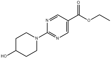 2-(4-羟基哌啶-1-基)嘧啶-5-甲酸乙酯 结构式
