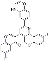 6-[6-FLUORO-1-(6-FLUORO-4-OXO-4H-CHROMEN-3-YL)-10H-9-OXA-4-AZA-PHENANTHREN-3-YL]-4H-BENZO[1,4]OXAZIN 结构式