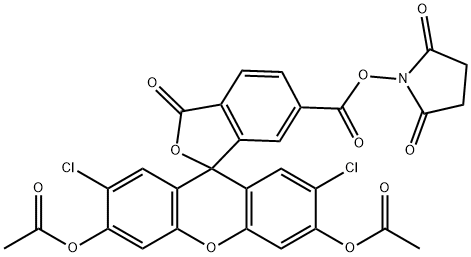 6-羧基-2',7'-二氯荧光素3',6'-二乙酸酯琥珀酰亚胺基酯 结构式