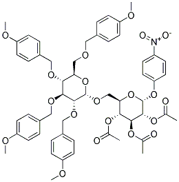 4-NITROPHENYL 2,3,4-TRI-O-ACETYL-6-O-(2',3',4',6'-TETRA-O-4-METHOXYBENZYL-A-D-GLUCOPYRANOSYL)-A-D-GLUCOPYRANOSIDE 结构式