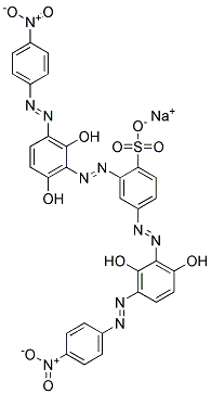 sodium 2,4-bis[[2,6-dihydroxy-3-[(4-nitrophenyl)azo]phenyl]azo]benzenesulphonate 结构式