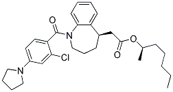 [(R)-1-(2-CHLORO-4-PYRROLIDIN-1-YL-BENZOYL)-2,3,4,5-TETRAHYDRO-1H-BENZO[B]AZEPIN-5-YL]-ACETIC ACID (R)-1-METHYL-HEXYL ESTER 结构式