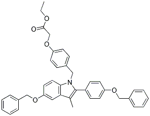 {4-[5-BENZYLOXY-2-(4-BENZYLOXY-PHENYL)-3-METHYL-INDOL-1-YLMETHYL]-PHENOXY}-ACETIC ACID ETHYL ESTER 结构式