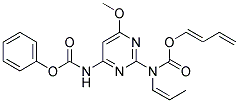 {6-METHOXY-2-[(E)-((Z)-1-PROPENYL)-BUTA-1,3-DIENYLOXYCARBONYLAMINO]-PYRIMIDIN-4-YL}-CARBAMIC ACID PHENYL ESTER 结构式