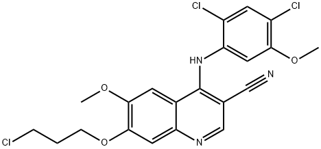 7-(3-氯丙氧基)-4-[(2,4-二氯-5-甲氧基苯基)氨基]-6-甲氧基-3-氰基喹啉 结构式