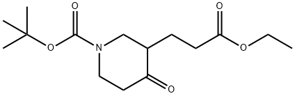 3-(2-Ethoxycarbonyl-ethyl)-4-oxo-piperidine-1-carboxylic acid tert-butyl ester 结构式