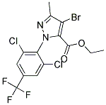 4-BROMO-1-[2,6-DICHLORO-4-(TRIFLUOROMETHYL)PHENYL]-3-METHYL-1H-PYRAZOLE-5-CARBOXYLIC ACID ETHYL ESTER 结构式