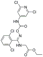 Ethyl 2-({(2,6-dichlorophenyl)[({[(2,6-dichloro-4-pyridyl)amino]carbonyl}ox Y)imino]methyl}amino)acetate 结构式