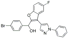 (4-BROMOPHENYL)[5-FLUORO-3-(1-PHENYL-1H-PYRAZOL-4-YL)-1-BENZOFURAN-2-YL]METHANOL 结构式