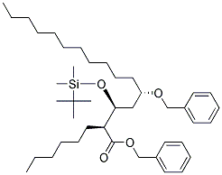 (2S,3S,5S)-5-BENZYLOXY-3-(TERT-BUTYL-DIMETHYL-SILANYLOXY)-2-HEXYL-HEXADECANOIC ACID BENZYL ESTER 结构式