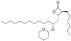 (3S,4S)-3-HEXYL-4-[(R)-2-(TETRAHYDRO-PYRAN-2-YLOXY)-TRIDECYL]-OXETAN-2-ONE 结构式