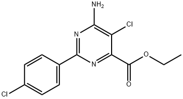 6-氨基-5-氯-2-(4-氯苯基)嘧啶-4-甲酸乙酯 结构式