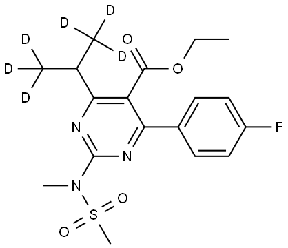 氘代4-(4-氟苯基)-6-异丙基-2-(N-甲基甲基磺酰氨基嘧啶)-5-羧酸乙酯 结构式