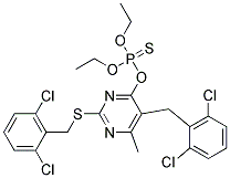 O-{5-(2,6-dichlorobenzyl)-2-[(2,6-dichlorobenzyl)thio]-6-methylpyrimidin-4-yl} O,O-diethyl phosphothioate 结构式