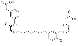 {5'-[6-(3'-CARBOXYMETHYL-6-METHOXY-BIPHENYL-3-YL)-HEXYL]-2'-METHOXY-BIPHENYL-3-YL}-ACETIC ACID 结构式