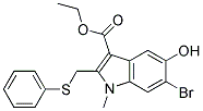 6-Bromo-5-Hydroxyl-1-Methyl-2-Phenylthiomethyl-1H-Indole-3-CarboxylicAcidEthylEster 结构式