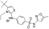 4-(TERT-BUTYL)-3-ETHYL-2-(4-{[(5-METHYLISOXAZOL-3-YL)AMINO]SULPHONYL}ANILINO)-1,3-THIAZOL-3-IUM BROMIDE 结构式