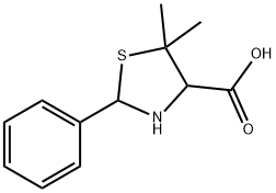5,5-二甲基-2-苯基噻唑烷-4-羧酸 结构式